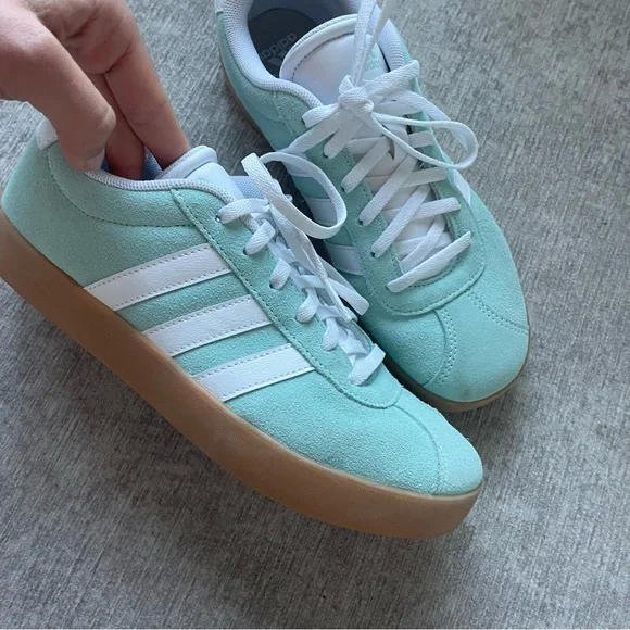 Adidas Three Stripe Suede Blue Sneakers - Picture 5 of 6